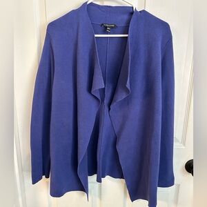 Eileen Fisher Silk Cotton Blend Open Front Cardigan Blue Women’s Petite Medium